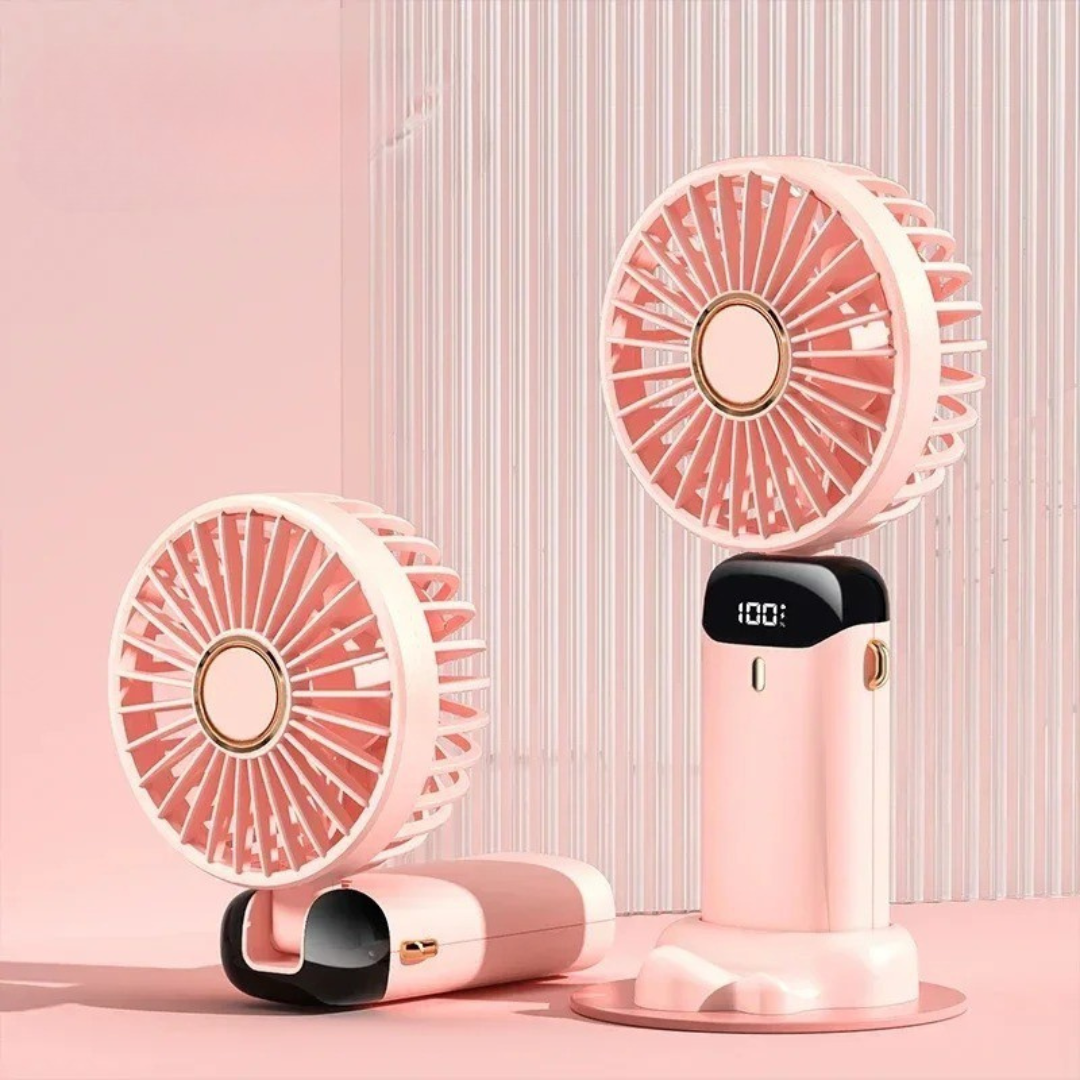 Portable Fan with Foldable Design & Phone Stand – BreezeMate 5-Speed
