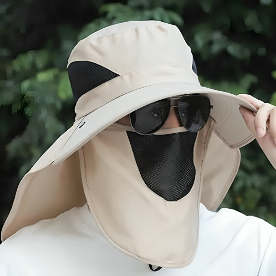 Sun Hat with UV Protection & Detachable Neck Flap – SolGuard Shield
