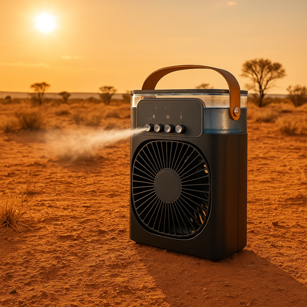 Portable Fan with Humidifier & Night Light – CoolMist 3-in-1