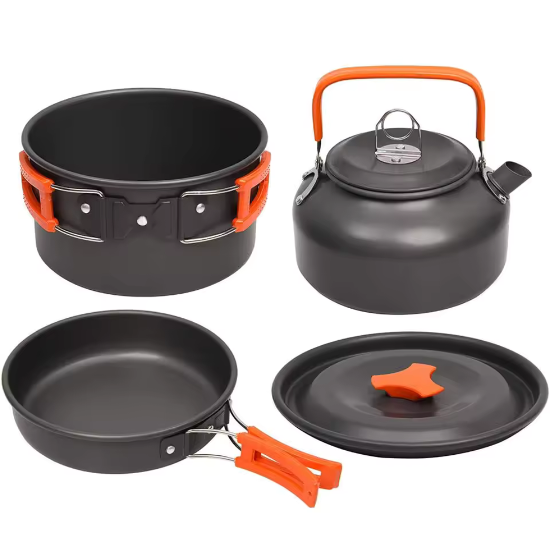Cookware Set with Kettle for Camping & Trekking – Cooker Set Plus