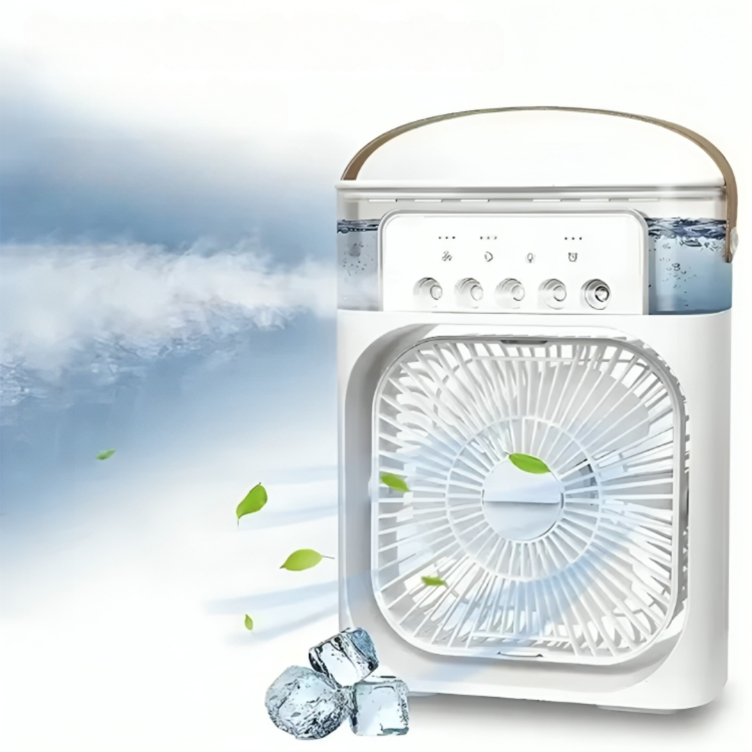 Portable Fan with Humidifier & Night Light – CoolMist 3-in-1