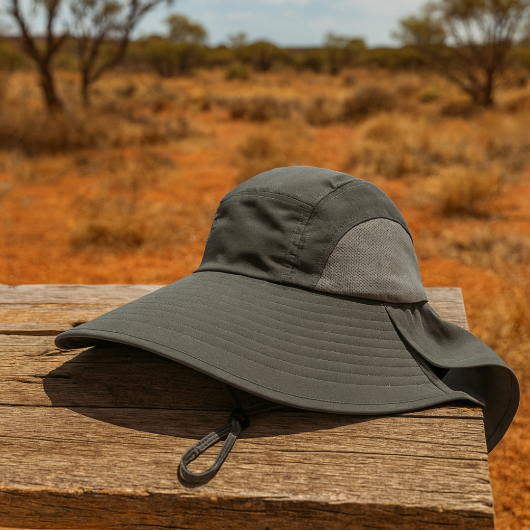 Sun Hat with Wide Brim & Neck Flap, UPF 50+ Protection – AeroShade Safari Cap