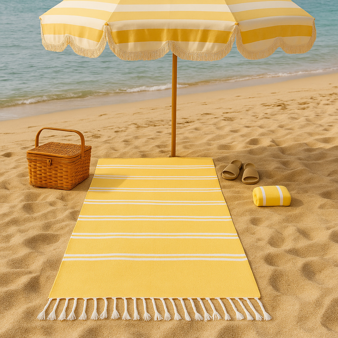 Beach Towel Cotton Turkish with Fringes 90×180cm – LoomWave Towel