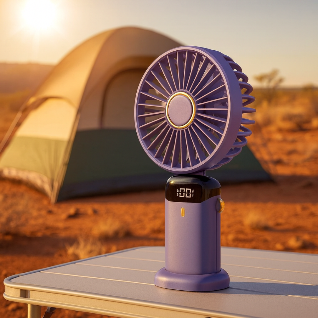 Portable Fan with Foldable Design & Phone Stand – BreezeMate 5-Speed