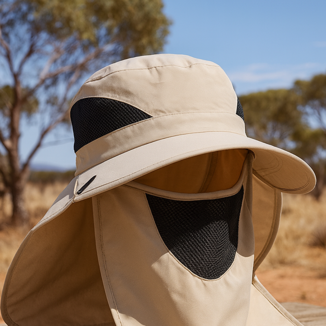 Sun Hat with UV Protection & Detachable Neck Flap – SolGuard Shield