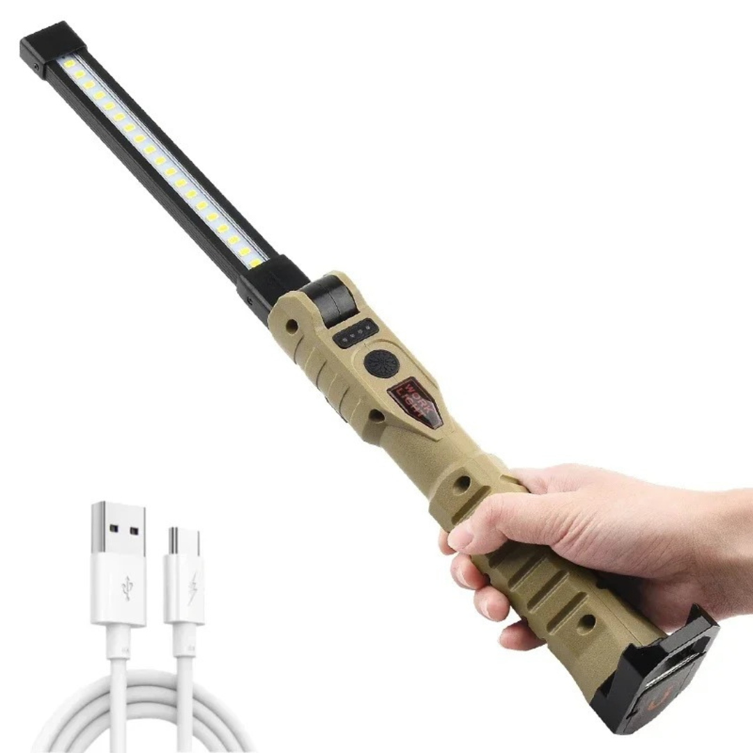 Portable LED Flashlight with Foldable Work Light & Magnetic Hook – PowerFold Torch