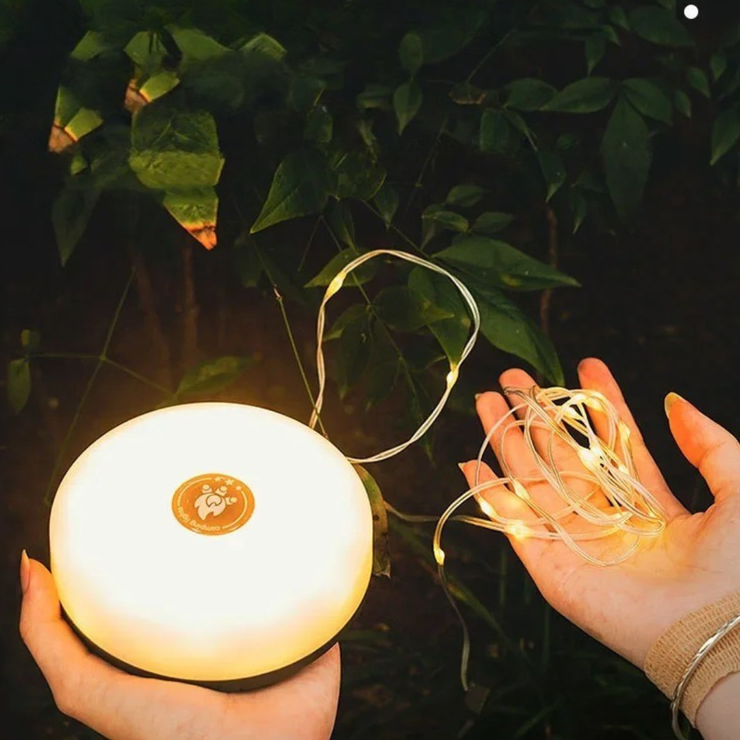 String Light Camping Light + LED String Light in 1 – DuoBeam Solar Tent Lamp 10m