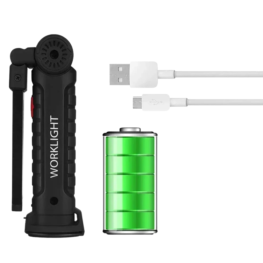 Portable LED Flashlight with Magnetic Base & USB Recharge – FlexiBeam Torch