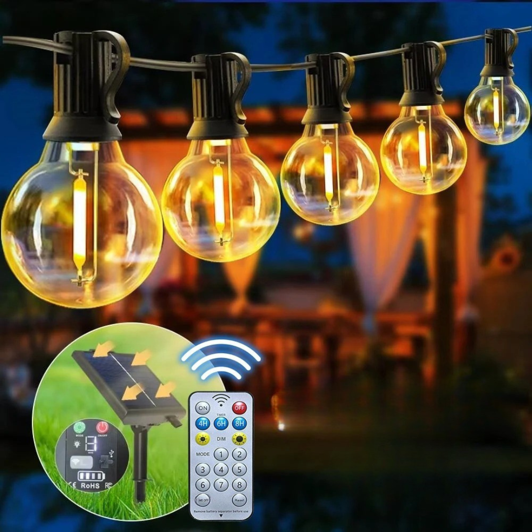 String Light Solar Patio Lights – LumaG40 Shatterproof Globes