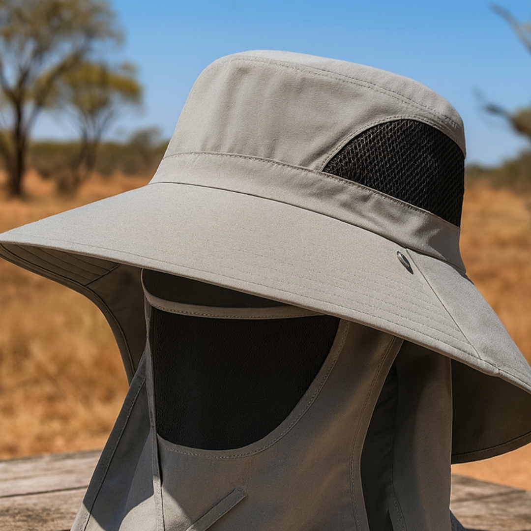 Sun Hat with UV Protection & Detachable Neck Flap – SolGuard Shield