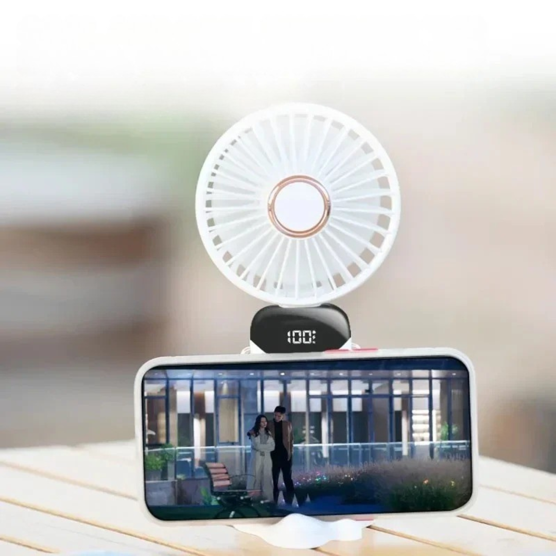 Portable Fan with Foldable Design & Phone Stand – BreezeMate 5-Speed