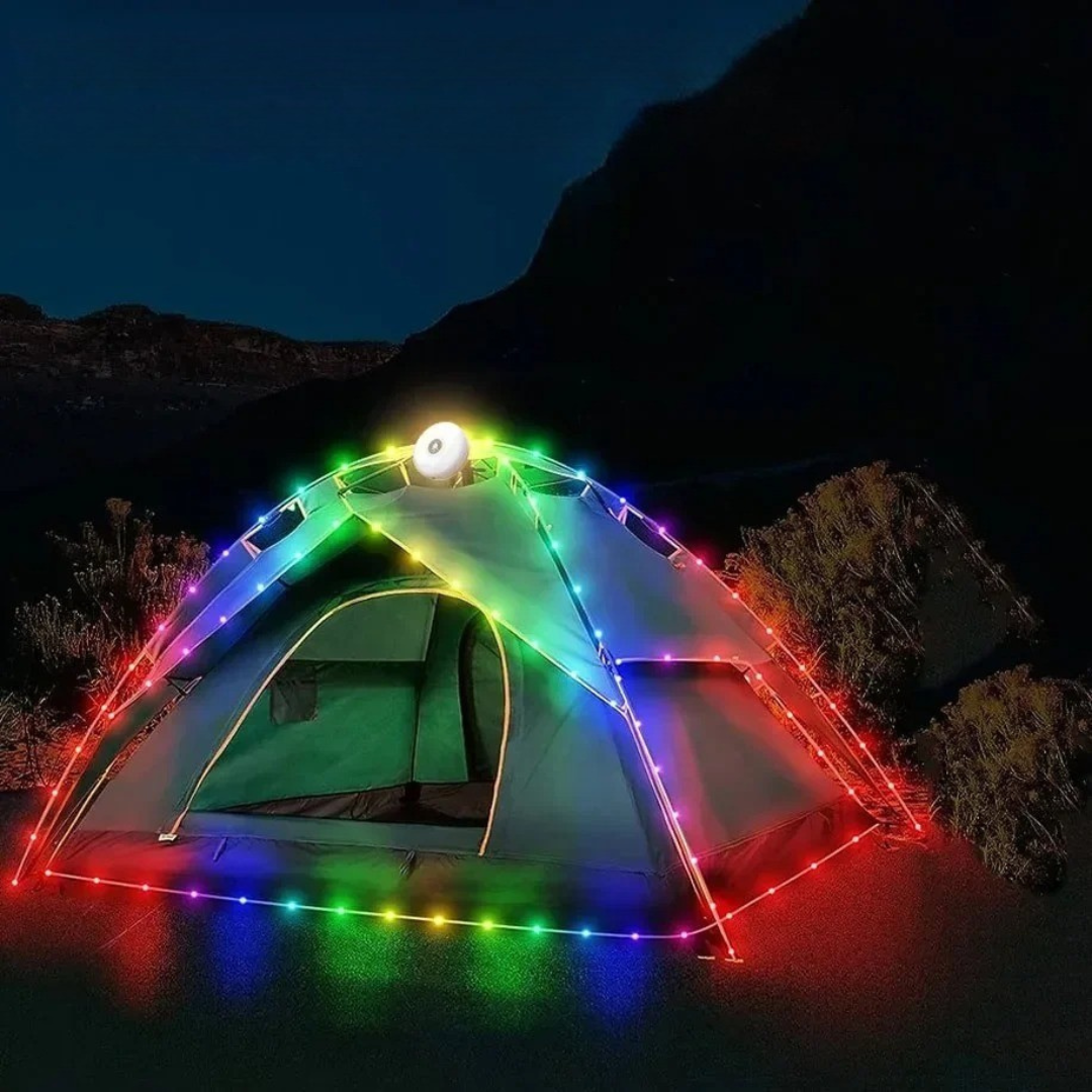 String Light Camping Light + LED String Light in 1 – DuoBeam Solar Tent Lamp 10m