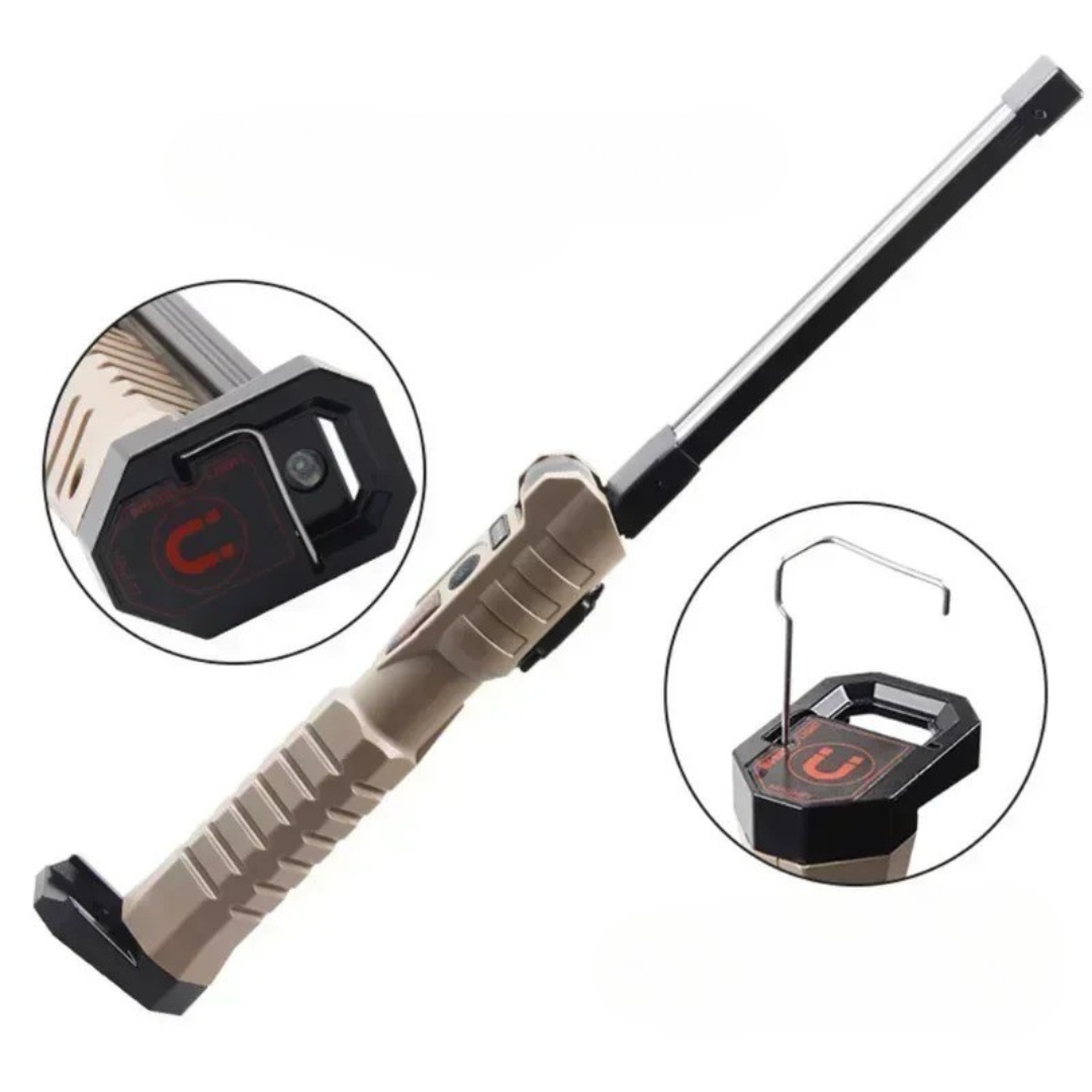 Portable LED Flashlight with Foldable Work Light & Magnetic Hook – PowerFold Torch