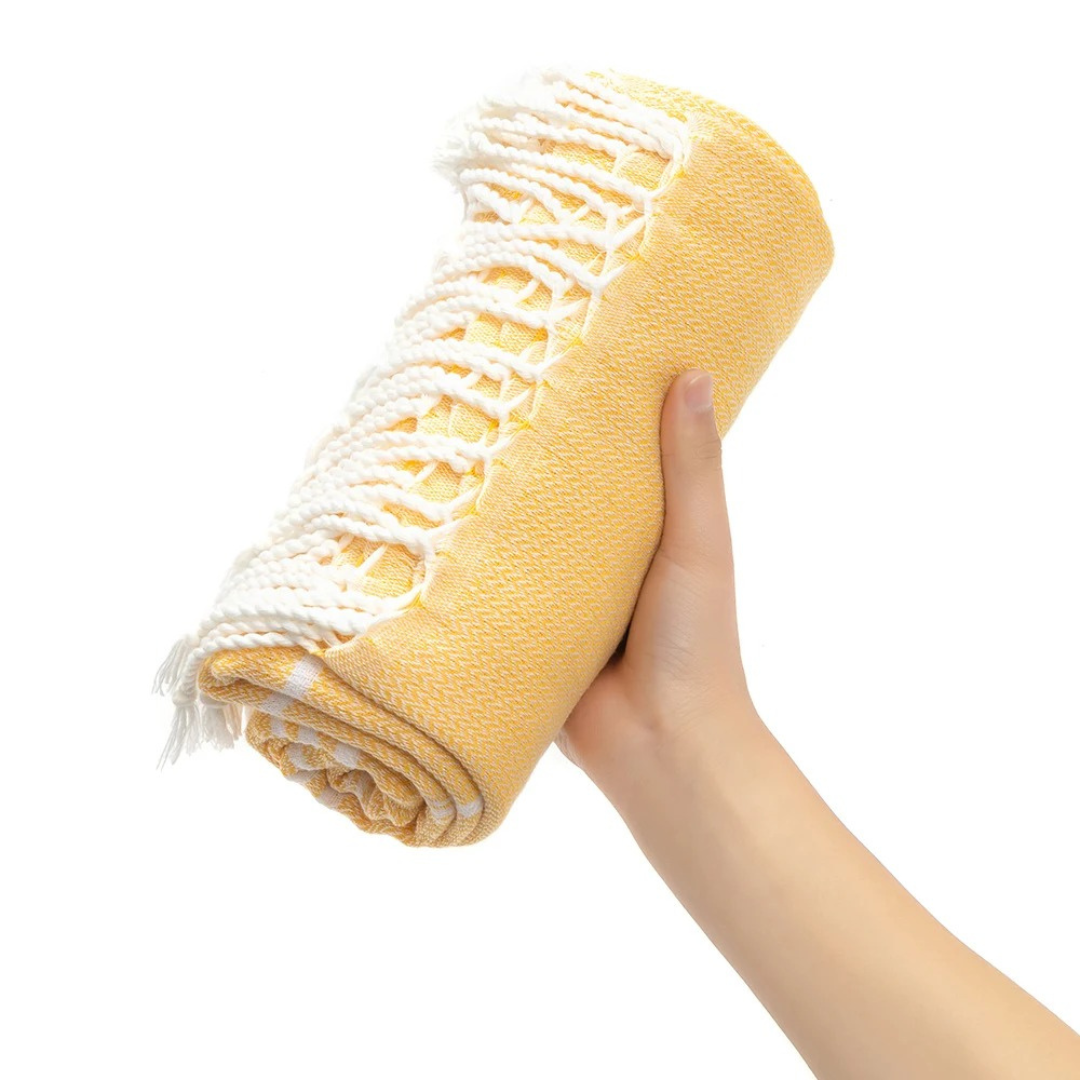 Beach Towel Cotton Turkish with Fringes 90×180cm – LoomWave Towel