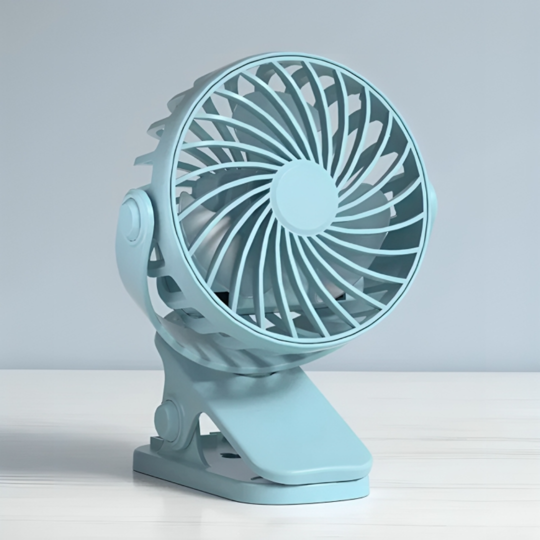 Portable Fan with 720° Rotation & Clip-On Design – FlexiBreeze Rechargeable