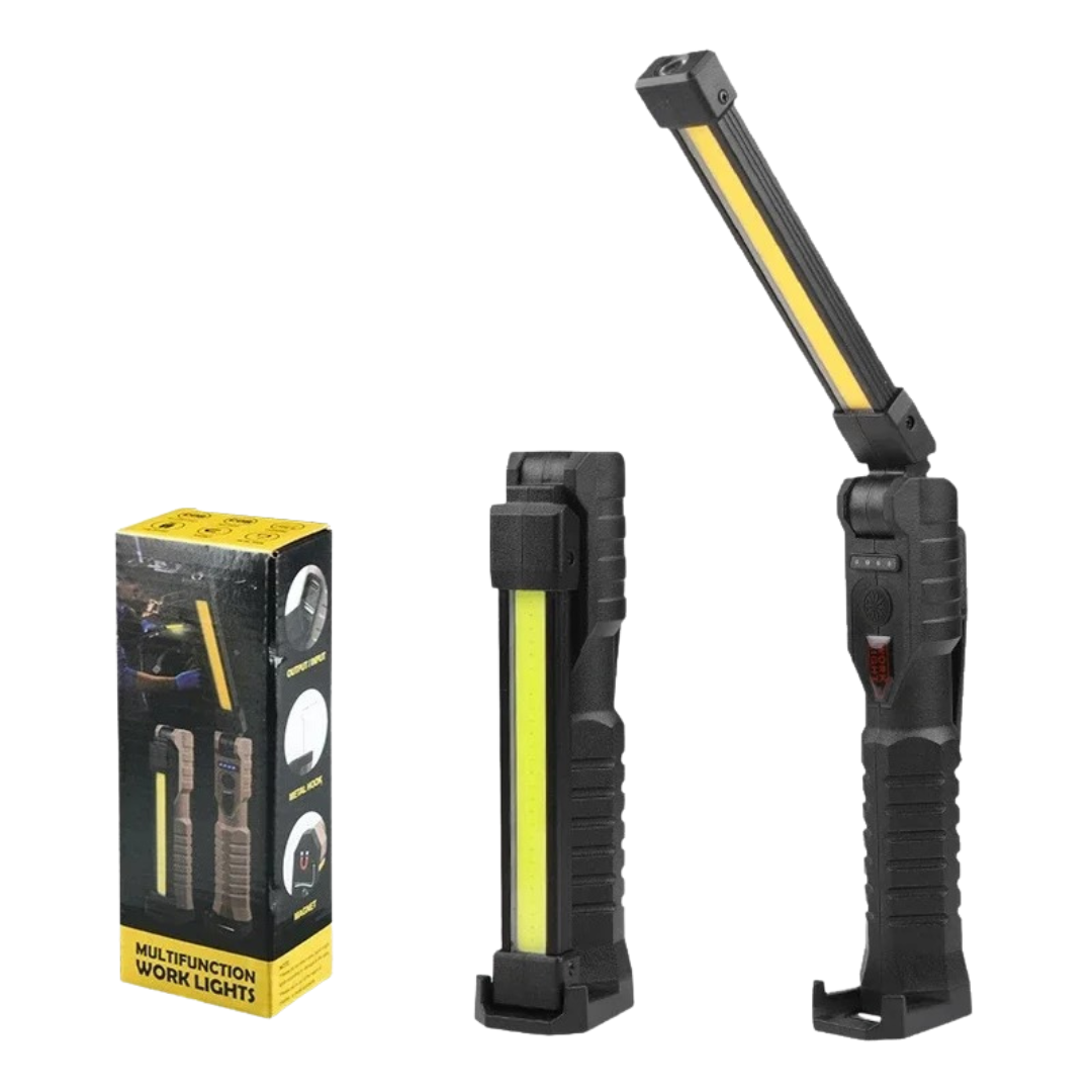 Portable LED Flashlight with Foldable Work Light & Magnetic Hook – PowerFold Torch