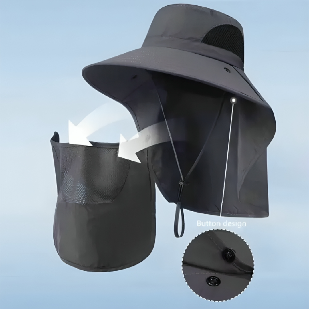 Sun Hat with UV Protection & Detachable Neck Flap – SolGuard Shield