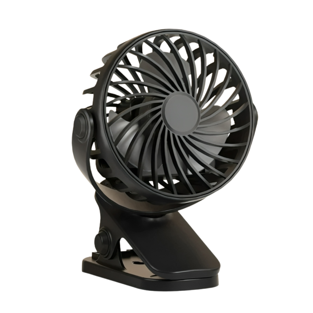 Portable Fan with 720° Rotation & Clip-On Design – FlexiBreeze Rechargeable