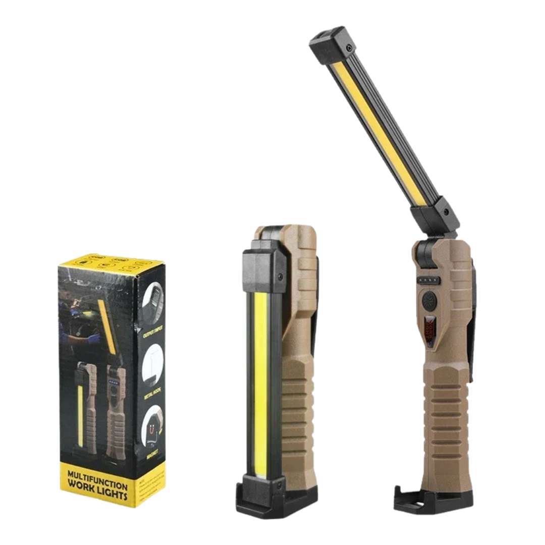 Portable LED Flashlight with Foldable Work Light & Magnetic Hook – PowerFold Torch