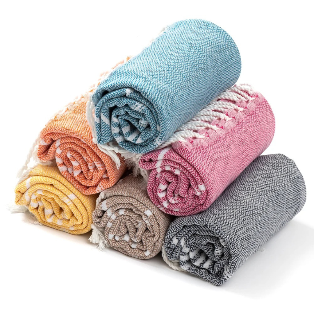 Beach Towel Cotton Turkish with Fringes 90×180cm – LoomWave Towel