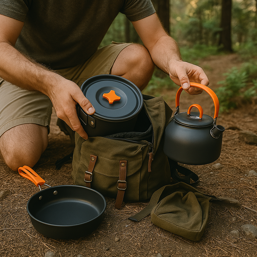 Cookware Set with Kettle for Camping & Trekking – Cooker Set Plus