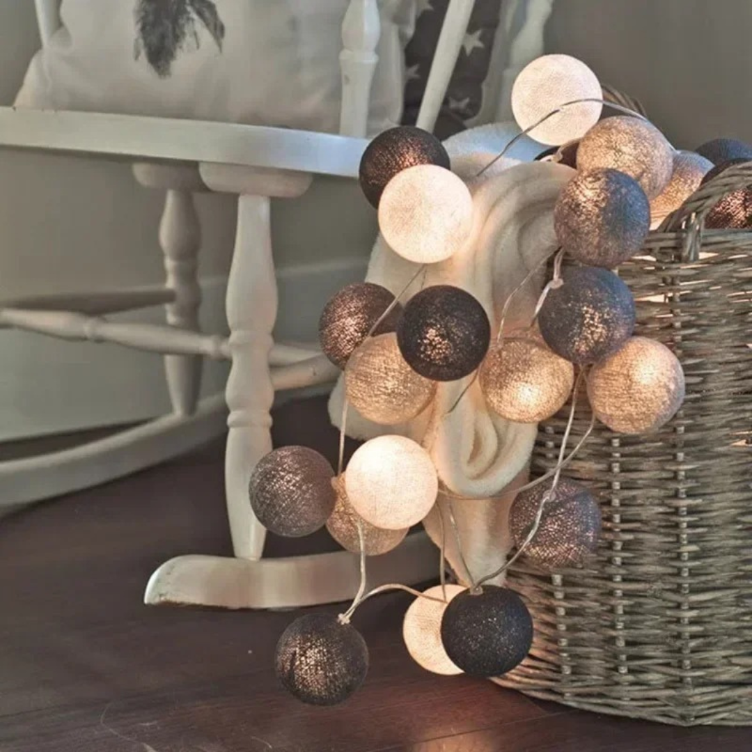 Light String with Cotton Thread Balls – FestiGlow Decorative Lights