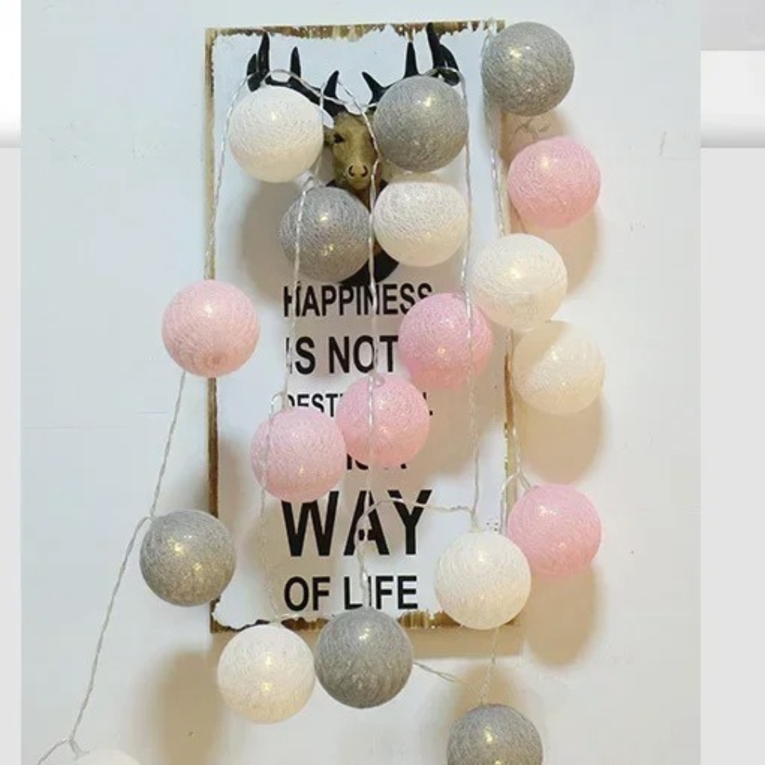 Light String with Cotton Thread Balls – FestiGlow Decorative Lights