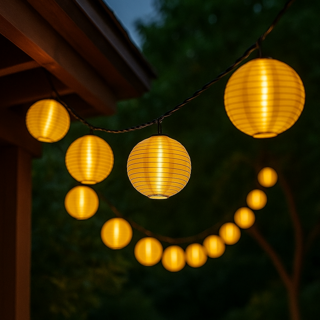 Light String with Solar Lanterns & 8 Modes – LunaGlow Outdoor Lights