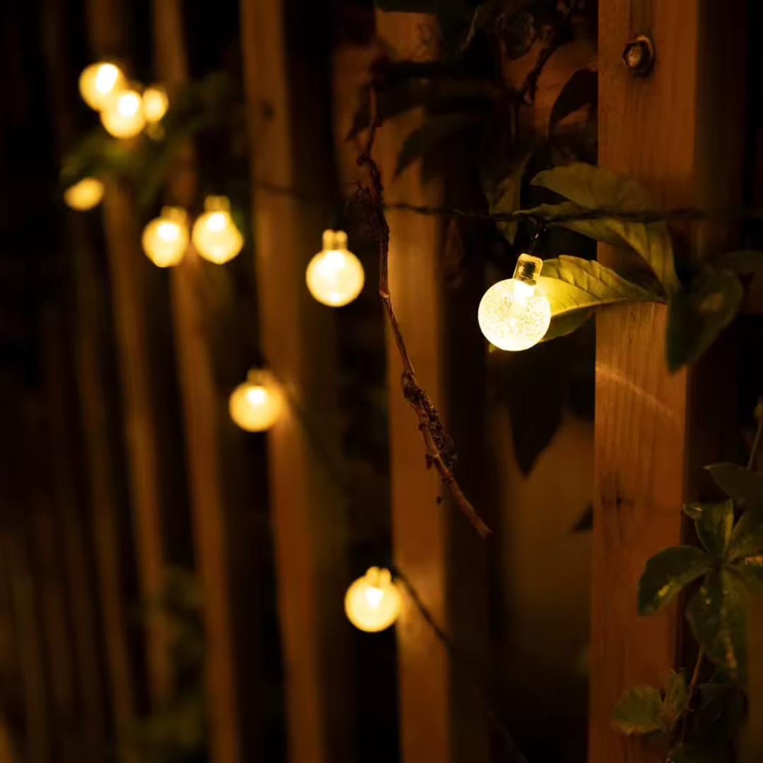 Solar String Lights Outdoor LED Yellow – SunGlow CrystalLine