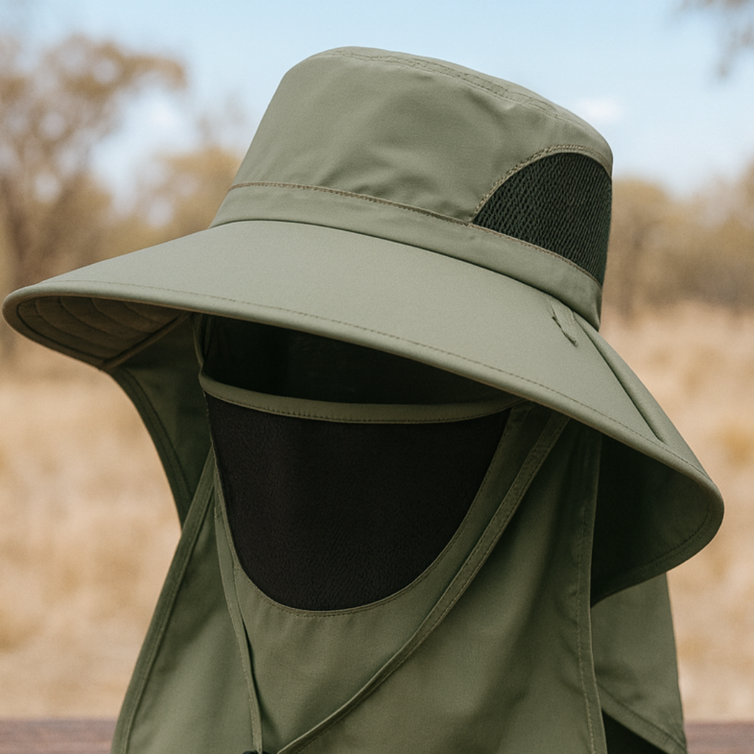 Sun Hat with UV Protection & Detachable Neck Flap – SolGuard Shield