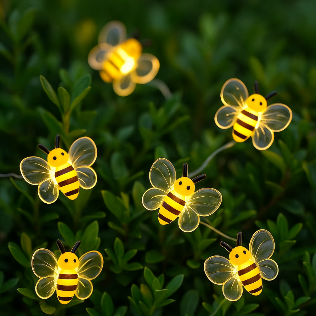 Light String with Bee Design & Warm White LEDs – HoneyGlow Fairy Lights