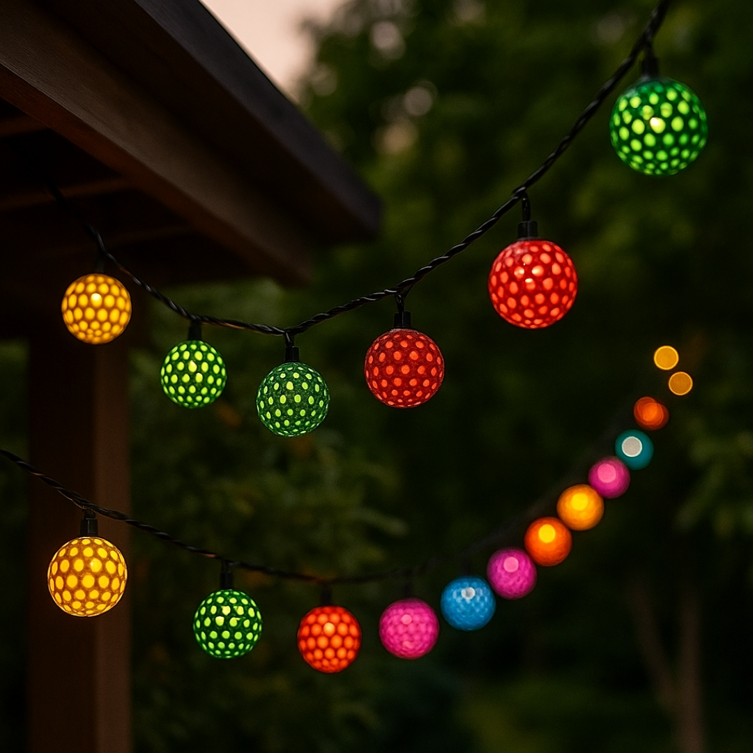 Light String with Moroccan Solar Lanterns – Marrakesh Glow Lights