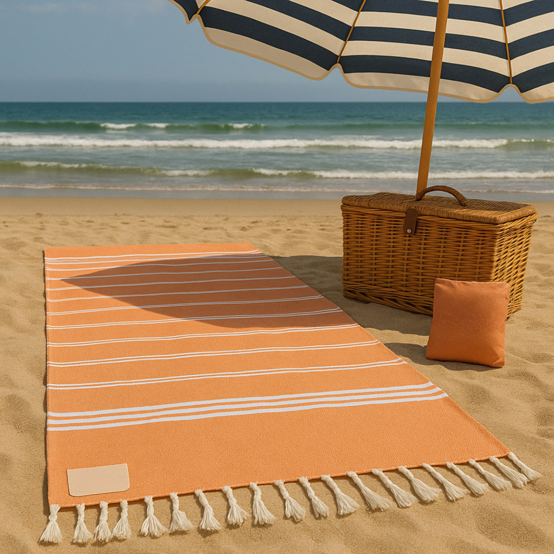Beach Towel Cotton Turkish with Fringes 90×180cm – LoomWave Towel
