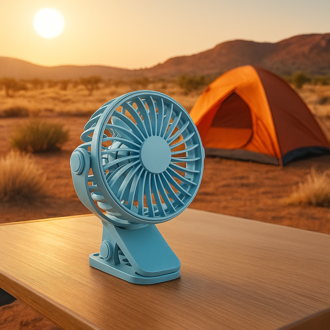 Portable Fan with 720° Rotation & Clip-On Design – FlexiBreeze Rechargeable
