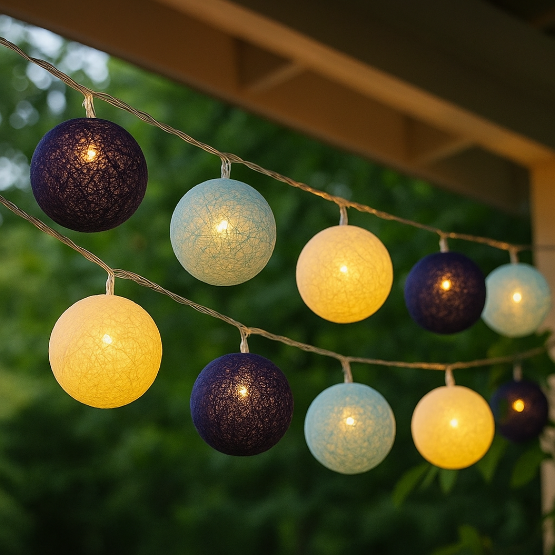 Light String with Cotton Thread Balls – FestiGlow Decorative Lights