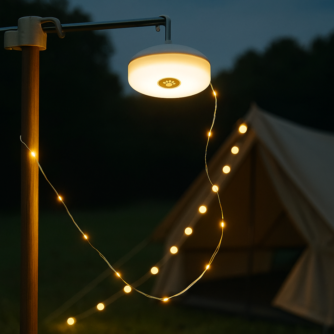 String Light Camping Light + LED String Light in 1 – DuoBeam Solar Tent Lamp 10m