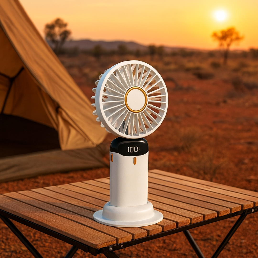 Portable Fan with Foldable Design & Phone Stand – BreezeMate 5-Speed