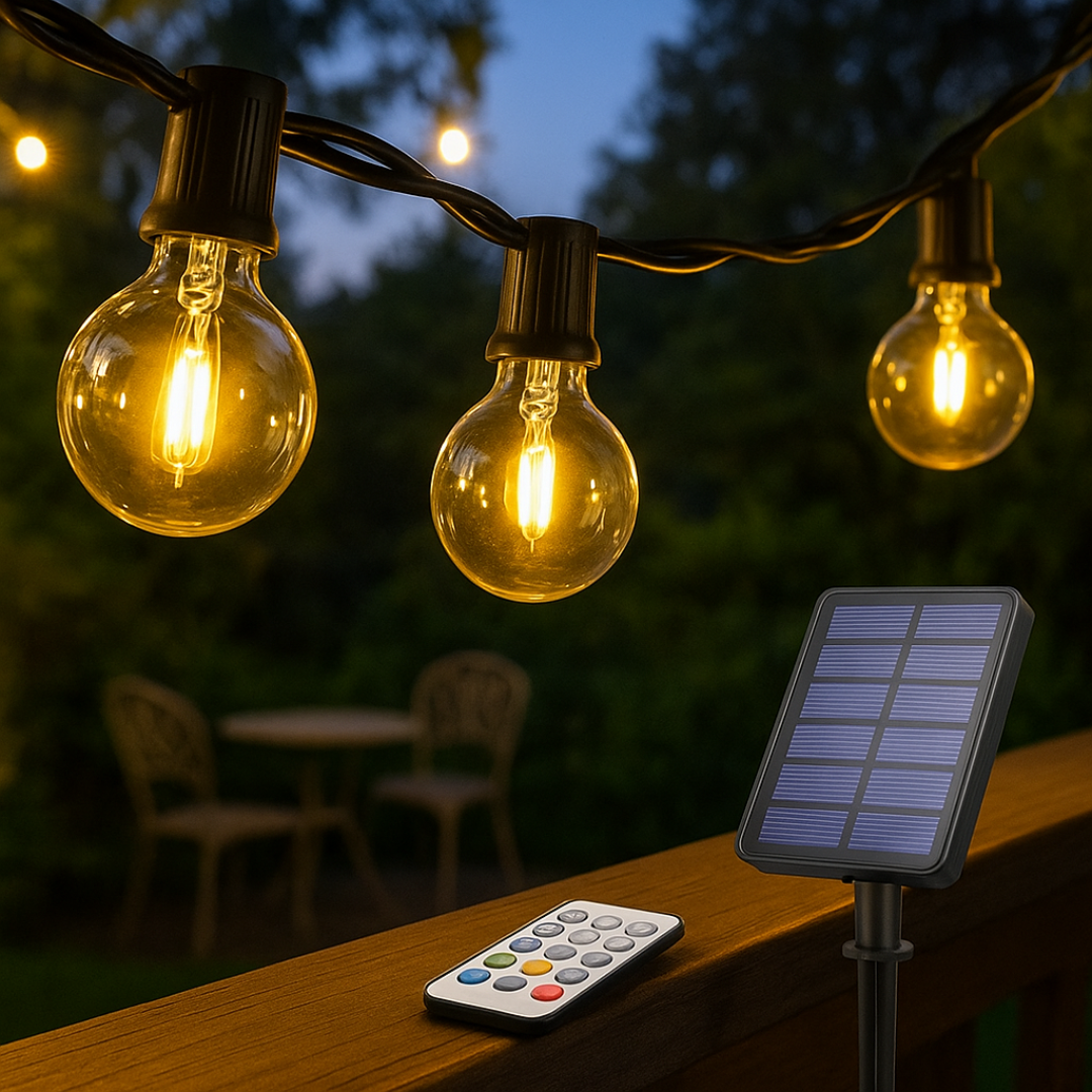 String Light Solar Patio Lights – LumaG40 Shatterproof Globes