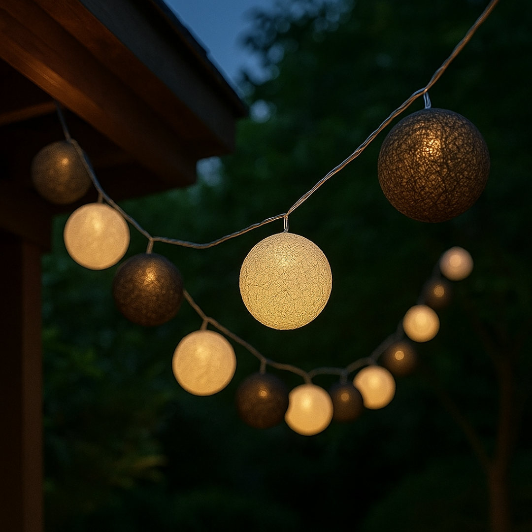 Light String with Cotton Thread Balls – FestiGlow Decorative Lights