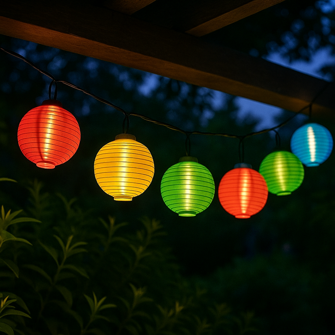 Light String with Solar Lanterns & 8 Modes – LunaGlow Outdoor Lights