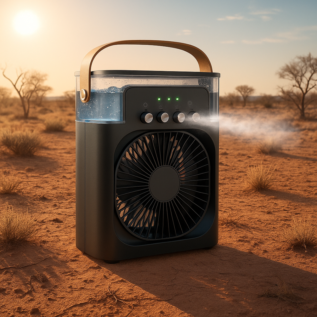 Portable Fan with Humidifier & Night Light – CoolMist 3-in-1