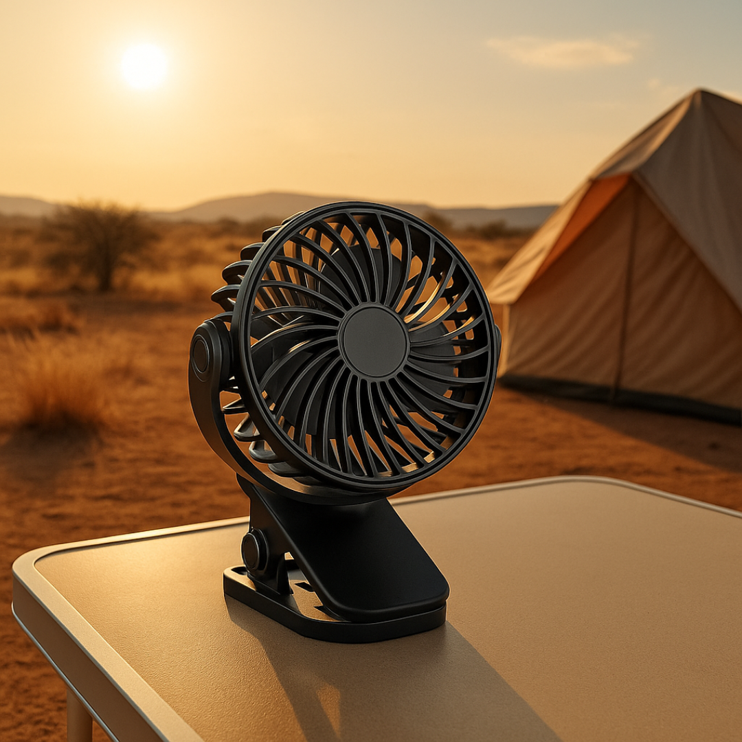 Portable Fan with 720° Rotation & Clip-On Design – FlexiBreeze Rechargeable