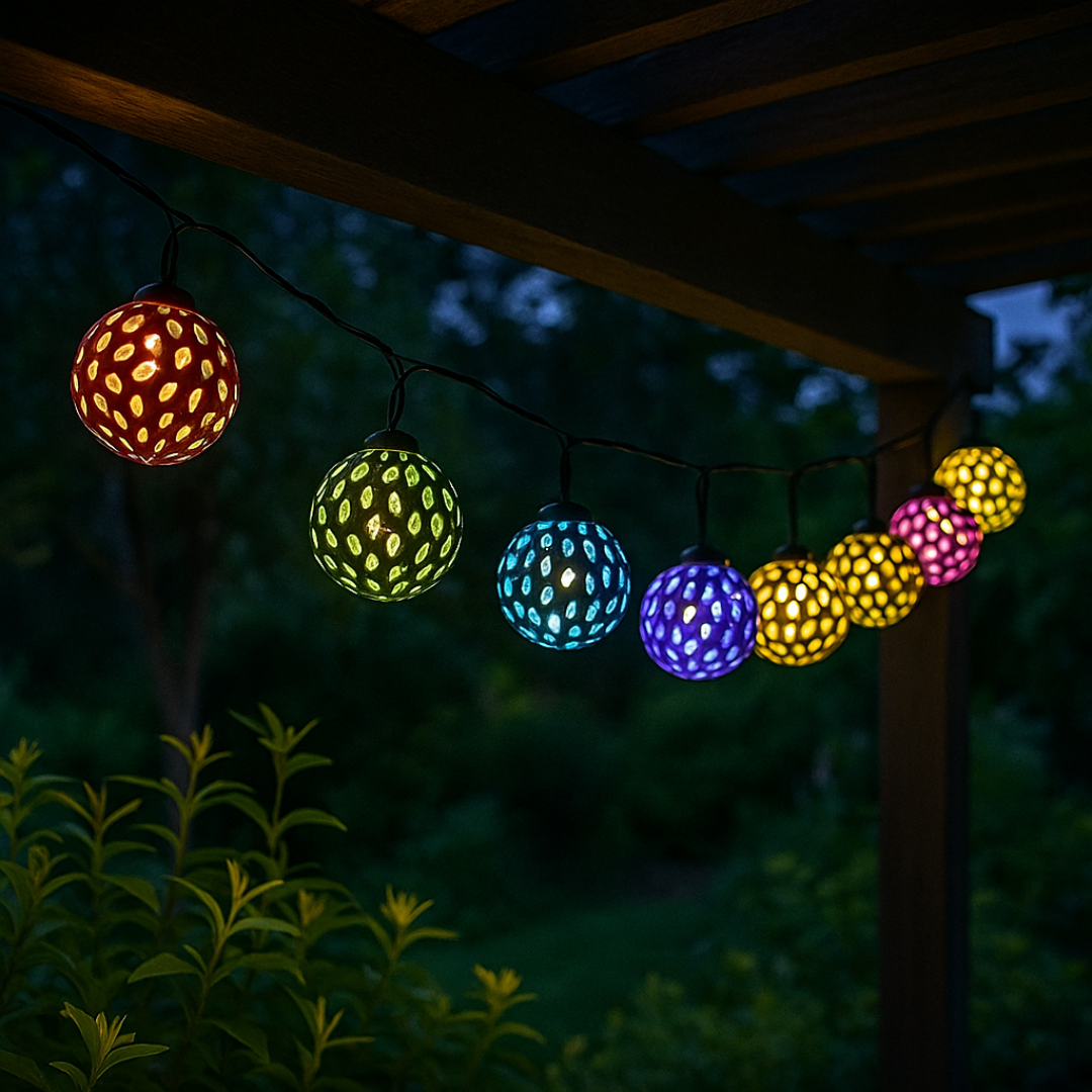 Light String with Moroccan Solar Lanterns – Marrakesh Glow Lights