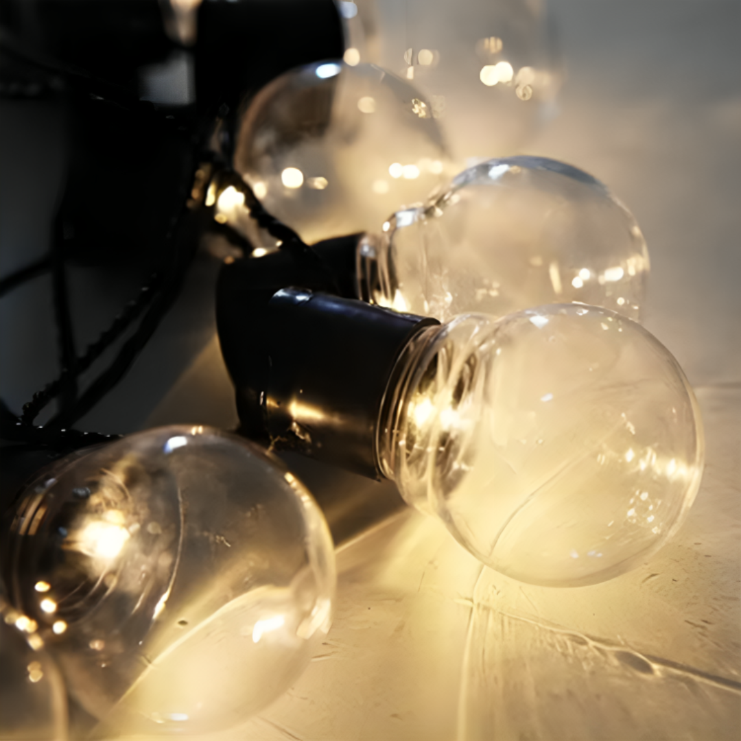 Solar LED String Lights with Warm White Light – GlowFest GlobeLine