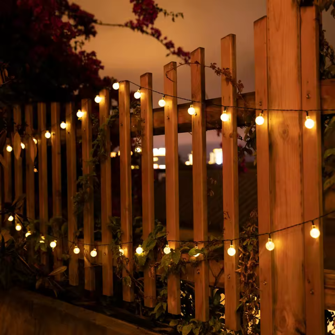 Solar String Lights Outdoor LED Yellow – SunGlow CrystalLine