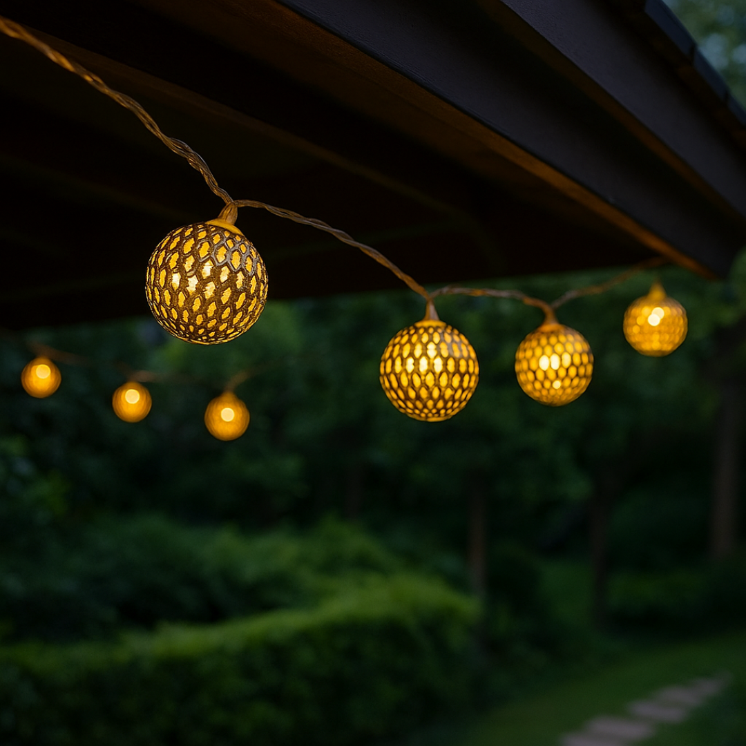Light String with Moroccan Ball Lanterns – GlowSphere Decorative Lights