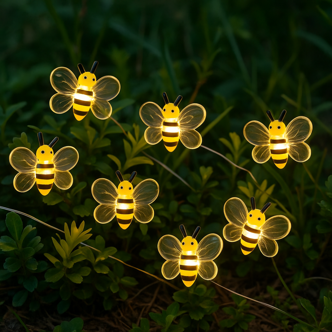 Light String with Bee Design & Warm White LEDs – HoneyGlow Fairy Lights