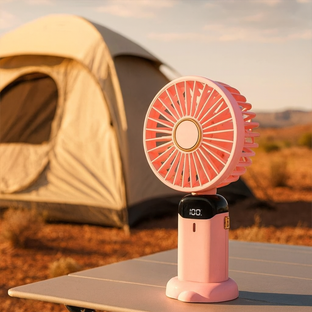 Portable Fan with Foldable Design & Phone Stand – BreezeMate 5-Speed