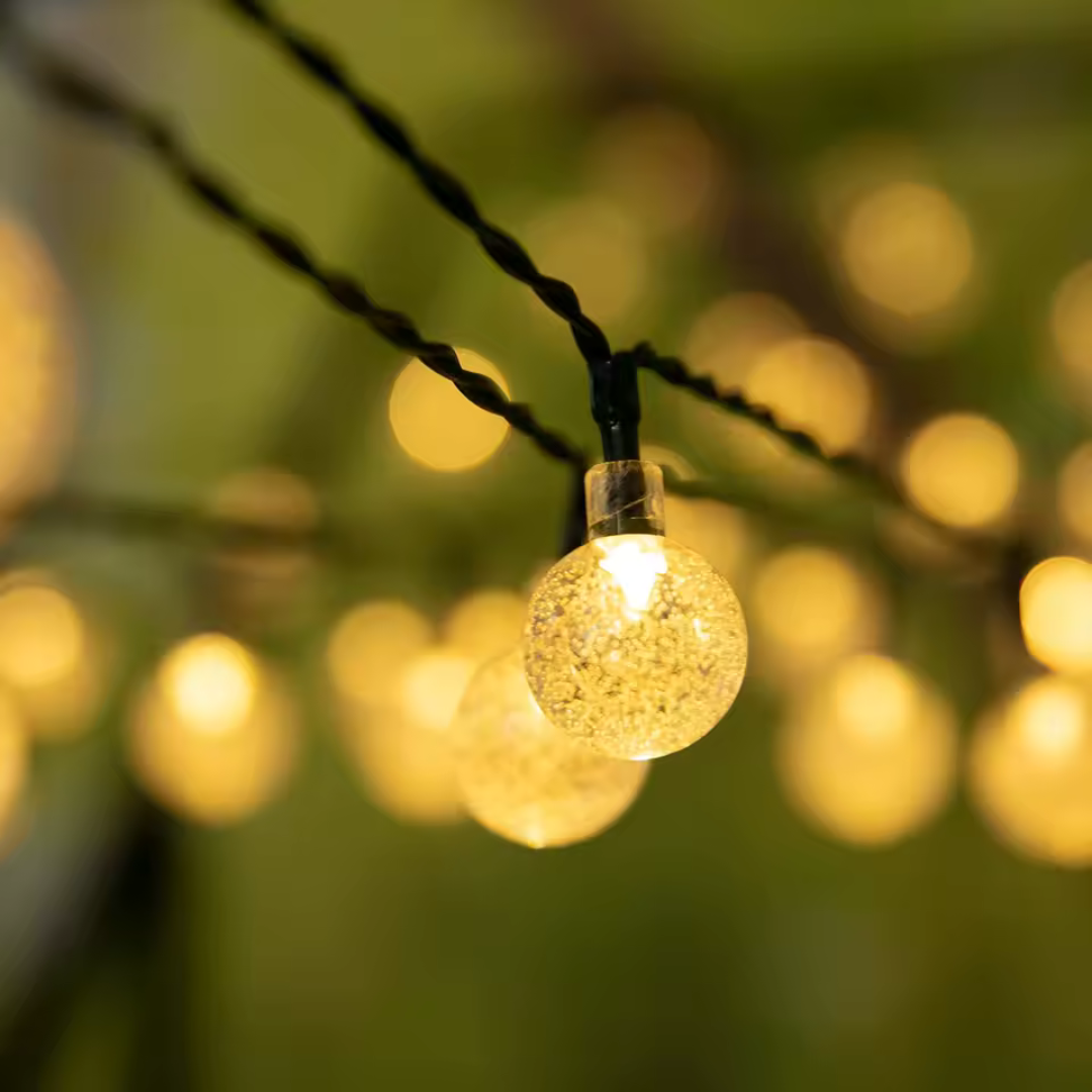 Solar String Lights Outdoor LED Yellow – SunGlow CrystalLine