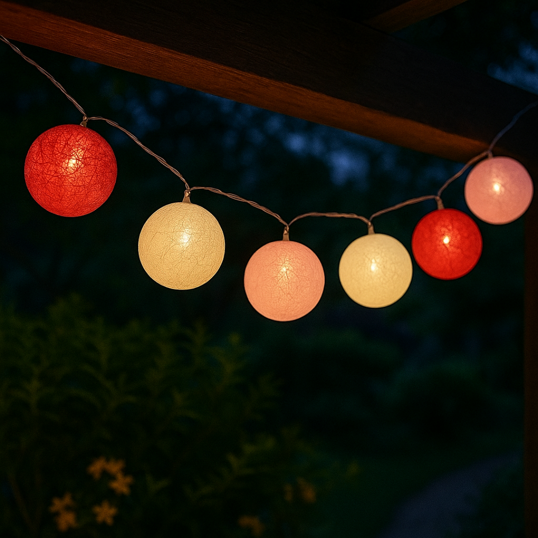 Light String with Cotton Thread Balls – FestiGlow Decorative Lights